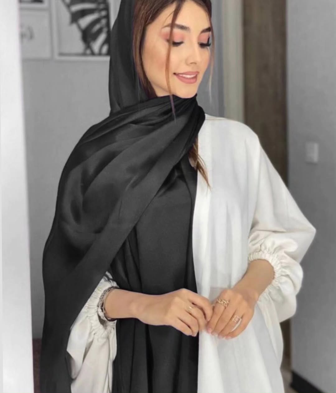 شال بامبو مشکی دوطرفه