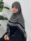 روسری نخ پنبه سفیدمشکی