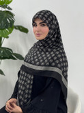 روسری نخ پنبه سفیدمشکی