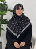 روسری نخ پنبه سفیدمشکی