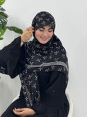 روسری نخ پنبه سفیدمشکی