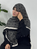 روسری نخ پنبه سفیدمشکی