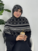 روسری نخ پنبه سفیدمشکی