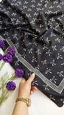 روسری نخ پنبه سفیدمشکی
