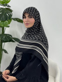 روسری نخ پنبه سفیدمشکی